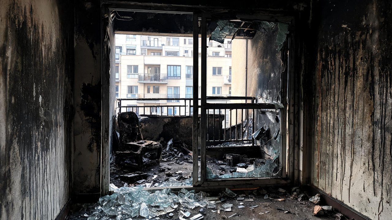 Обгоревший балкон после пожара — уборка и восстановление