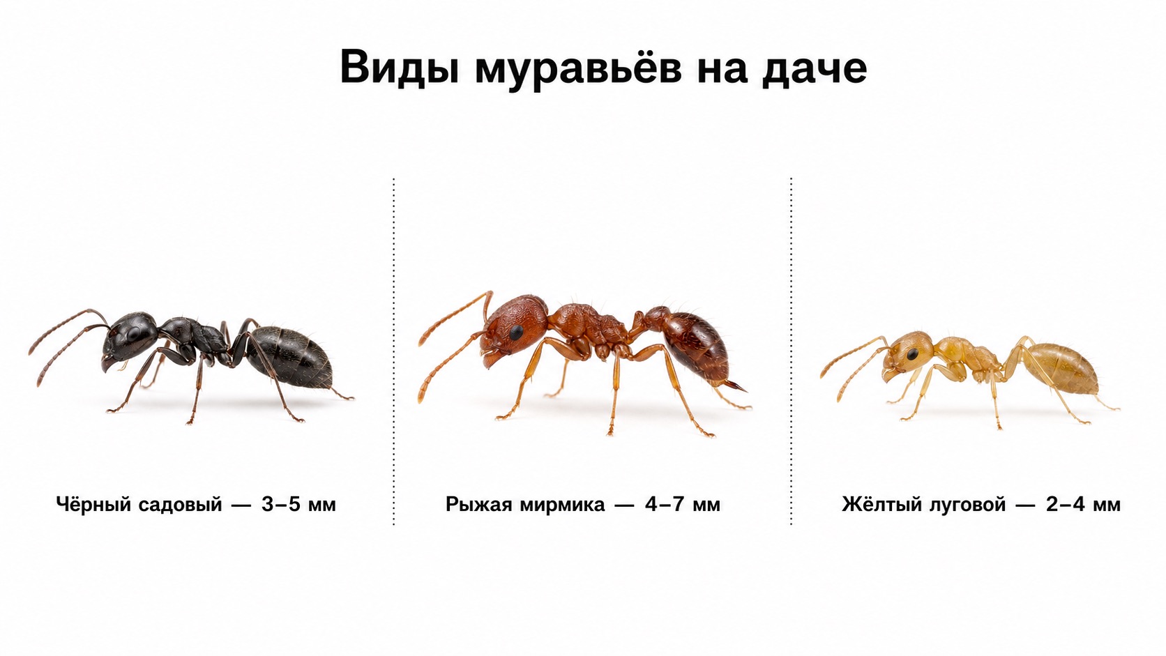 Виды садовых муравьёв — сравнение